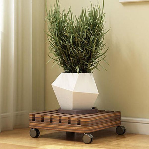 

planters & pots wooden flower pot rack with 360Â° rotating rolling wheel creative planter caddy for home balcony courtyard ts3 moisture-proof