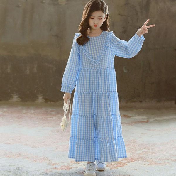 

spring 2021 big girls dress kids princess teenagers girl clothing maxi long party dresses baby clothes blue autumn girl's, Red;yellow