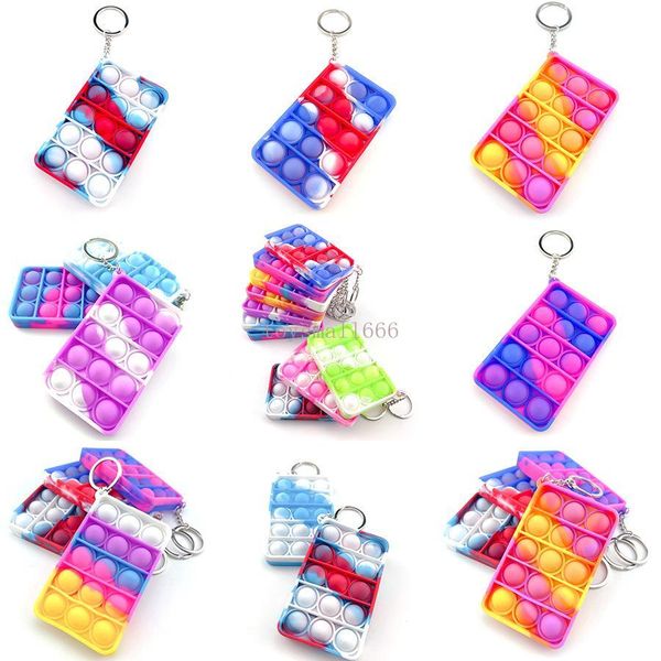 

mini push bubble keychains sensory toy keyring autism squishy stress reliever for children's mental arithmetic educational gift