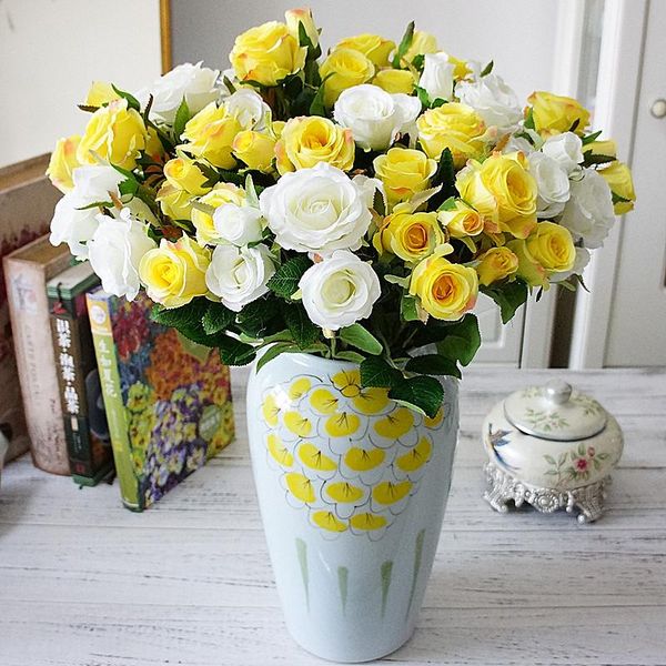 

single branch 5 head diana roses artificial silk flower home decoration ornaments fake flowers wedding pography prop 1pc decorative & wreath