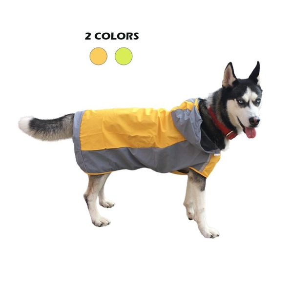 

wan-104 pet dog light green yellow raincoat for large dogs medium rain clothes jacket outfit apparel