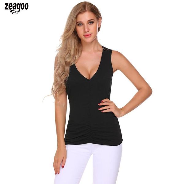 

women's tanks & camis women tank fashion v-neck sleeveless lace patchwork ruched ladies summer clothing, White