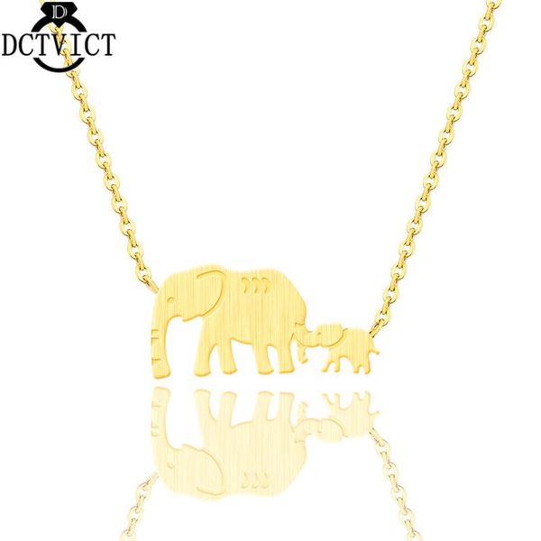 

10pcs/lot mom baby elephant necklace jewelry gold stainless steel cute animal collares 2021 gifts for women kids chains, Silver