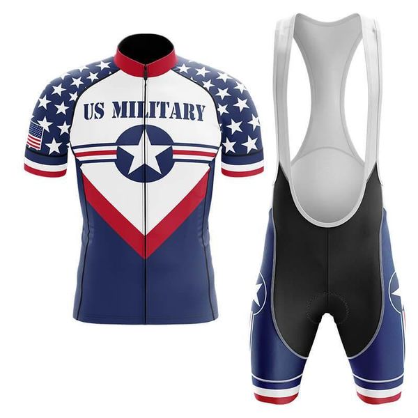 

u.s military - men's cycling jersey set road bike clothing bicycle suit maillot ropa cicli racing sets, Black;blue