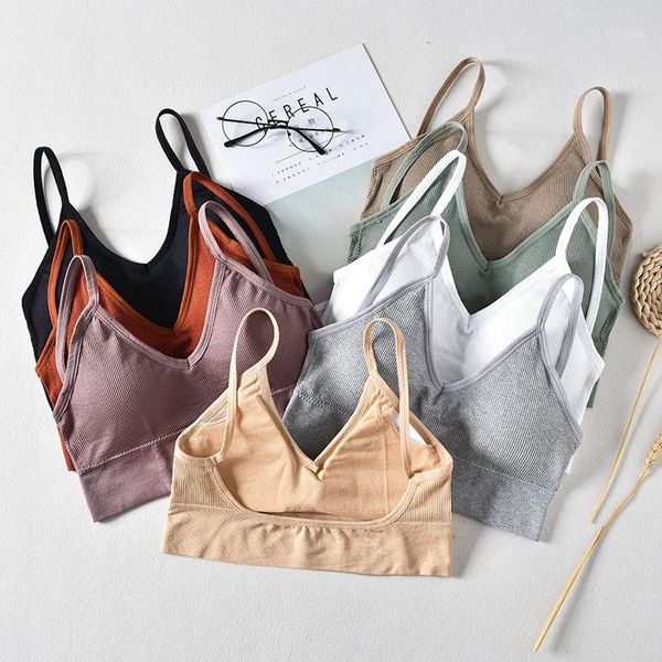 

yoga outfits gym fitness running bras female girls pad sportswear tank sports push up women high impact1, White;red