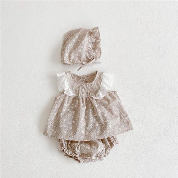 

clothing sets baby clothes set summer born outfits dress + shorts +hat 3pcs infant girls cotton toddler for girl, White