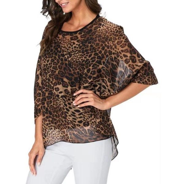 

women's blouses & shirts women chiffon printed 2021 style plus size round neck loose batwing casual blouse shirt woman boho femme, White