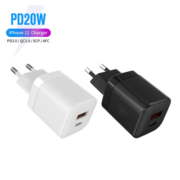 20W PD Schnellladegerät USB QC3.0 Reiseadapter ETL Ladegeräte Dual Port mit EU US Stecker für Mobiltelefon