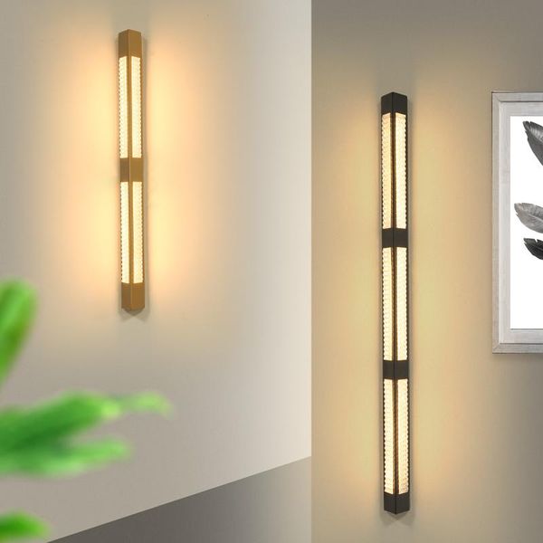 

wall lamps outdoor waterproof led light black/gold luxury long strip villa gate garden project decorative background