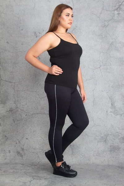 

women's leggings silver side glitter striped trousers 65 n19252, Black