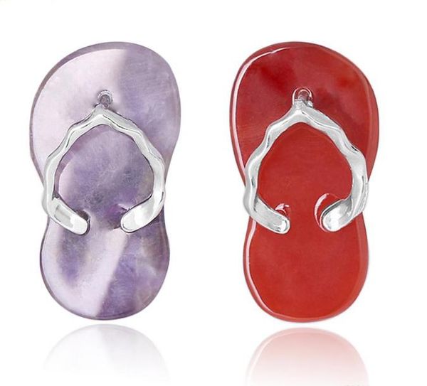 Mulheres chinelo sapato pingente natural pedra tigre olho vermelho ágente aventurine cristal quartzo verão sandálias pingentes jóias para menina