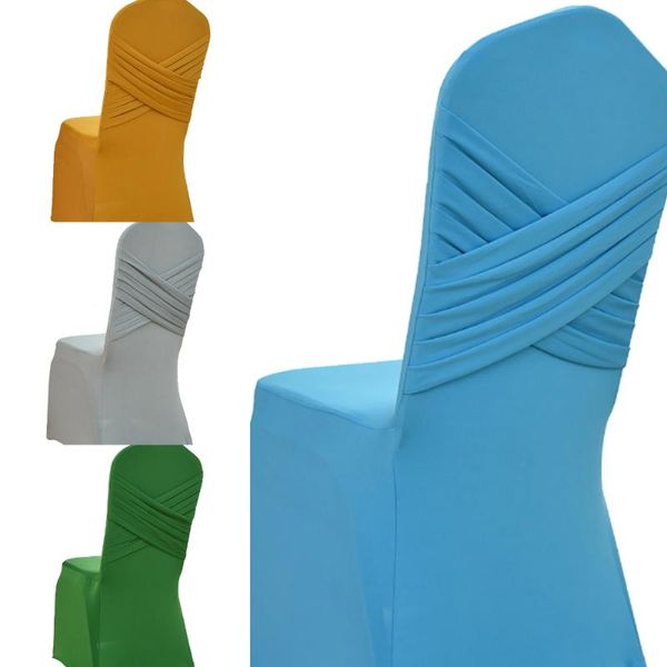 

chair covers back cross elastic cover solid color stretch dining seat for banquet restaurant party el