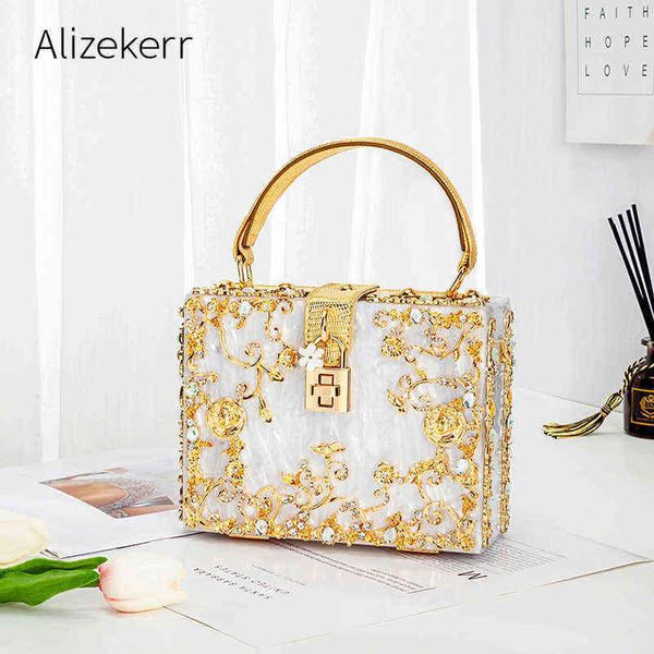 

evening bags acrylic box evening bags women luxury flowers lock diamonds stone pattern small square clutch shoulder bag female dinner handba