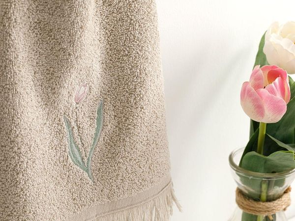 

towel cotton household soft hand face wash absorbent wipe each bath home textile printed white brown