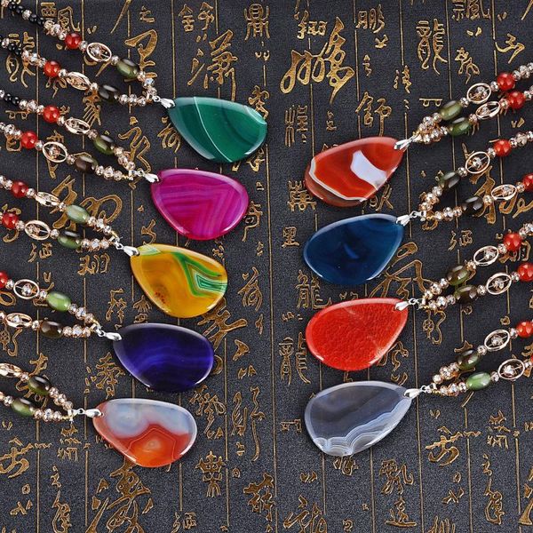 

pendant necklaces natural stone pendants slice colorful irregular a gate bohemia geode polished brazil healing reiki necklace, Silver