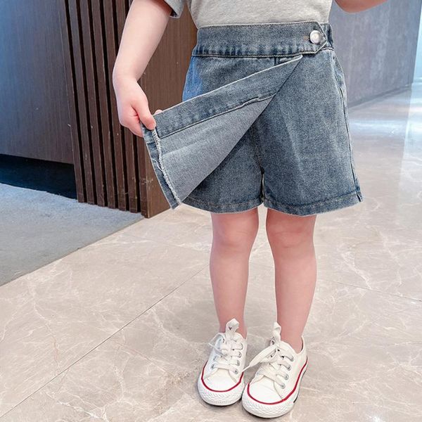 

jeans for girls solid color toddler girl short summer casual style clothes, Blue