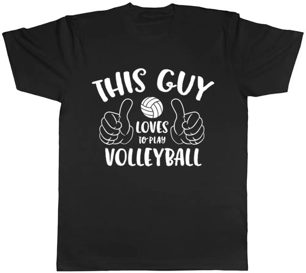 

this guy loves to play volleyball mens t-shirt, White;black