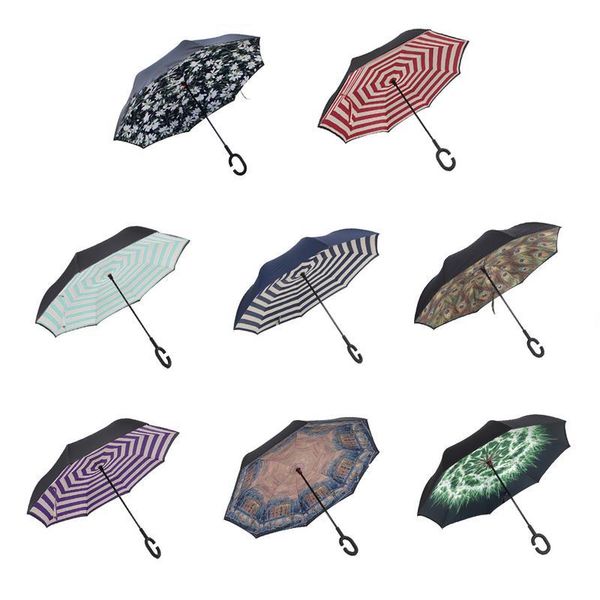 

umbrellas c-shaped umbrella windproof folding inverted self stand upside-down rain protection car reverse with handle