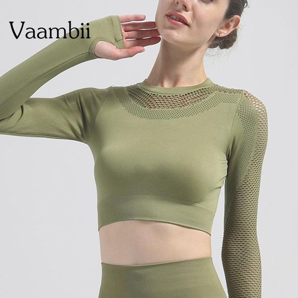 

yoga outfit seamless long sleeve crop push up gym mesh shirt sport woman t-shirts women t-shirt women's sports clothing shirts
