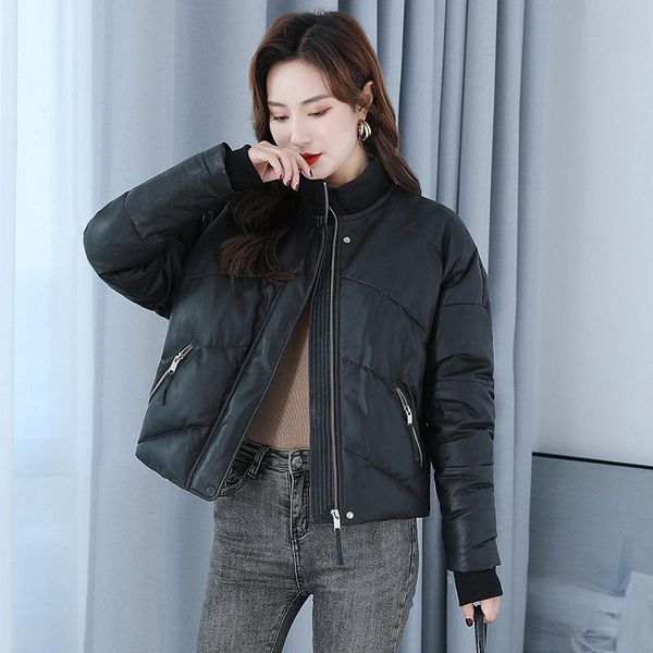 

women's jackets haining leather down jacket plush thickened small man korean warm short winter coat, Black;brown