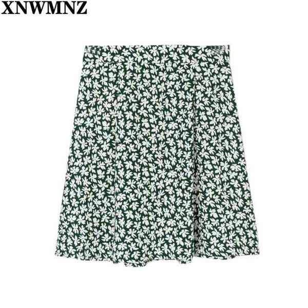 

harajuku summer slim green floral print women pleated skirt high waist short mini women's s high-waisted skirt 210520, Black