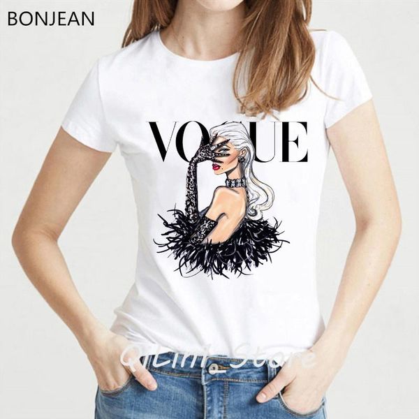 

women's t-shirt 2021 summer paris style vogue t shirt graphic tees women plus size hipster ladies female camiseta mujer streetwear, White