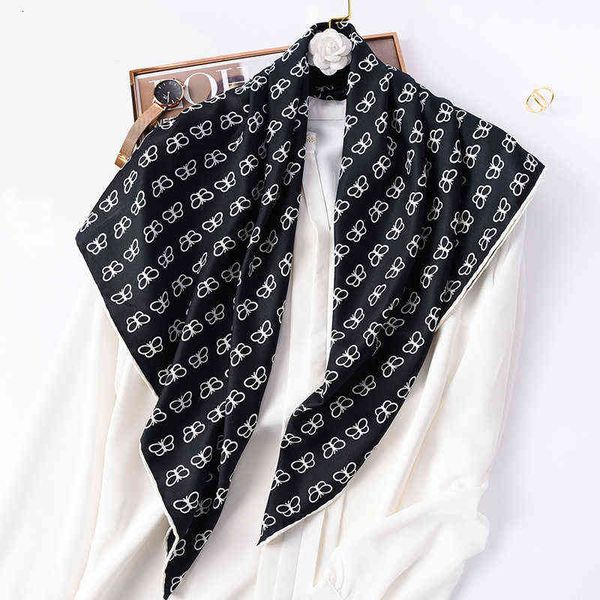

scarves gao sense spring and autumn twill sand wash silk 90cm square scarf versatile bow scarf / shawl, Blue;gray