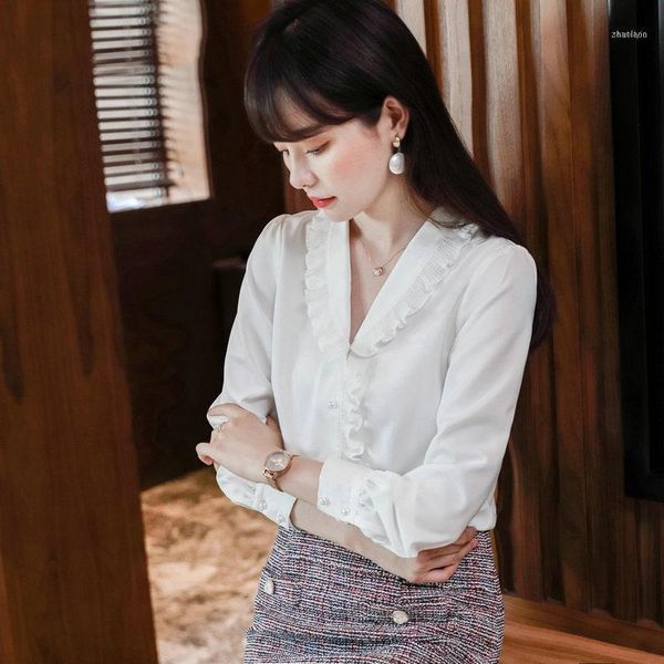 

work wear 2021 autumn women shirt blusas femininas elegant ladies formal office blouse white/green plus size 4xl1