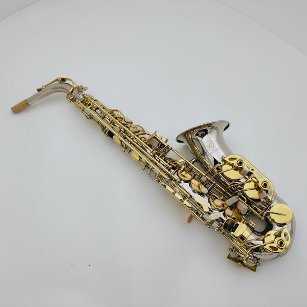 MARGEWATE Altsaxophon Hochwertiger Messingrohrkörper Goldlackschlüssel Perlenknopf Eb-Tune-Saxophoninstrument mit Mundstücketui