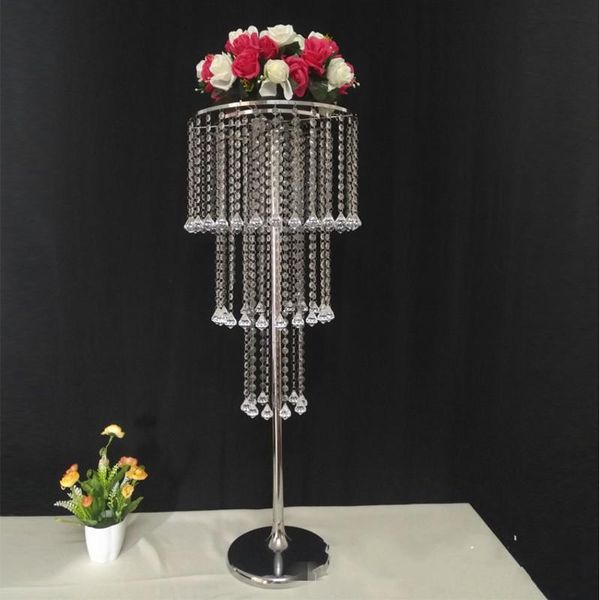 

10pcs acrylic crystal wedding centerpiece gold silver metal flower ball holder vase stand candlestick party decoration
