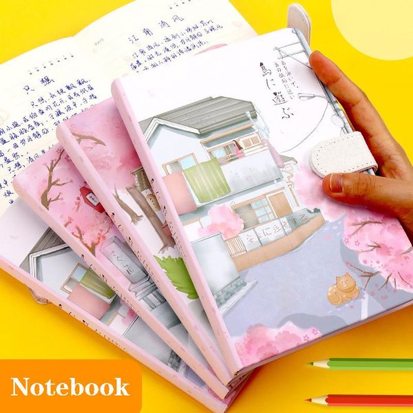 

notepads cute agenda planner organizer notebooks weekly daily book diary sakura pink cover notebook school stationery surprise, Purple;pink