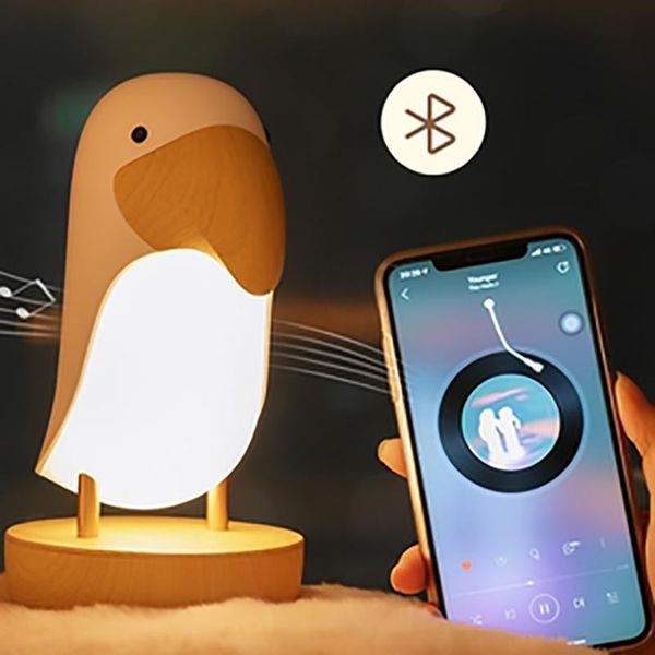 

night lights 2021 light with bluetooth speaker ambient home decoration usb cute animal led bird breathing gifts