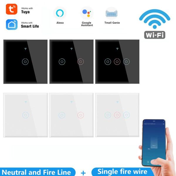 

smart home control switch touch 1/2/3 gang wifi light wall voice remote panel support alexa google assistant