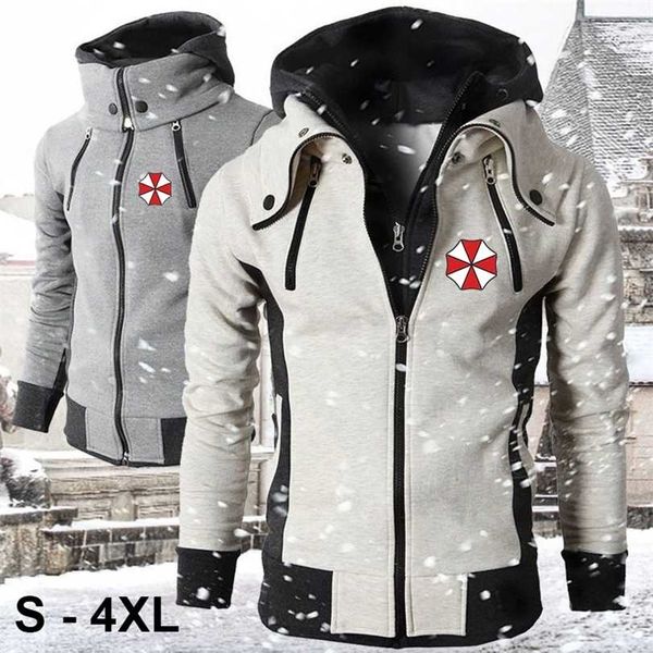 

fashion umbrella men's clothing full-zip men windproof jacket fleece hoodies outdoor sweatshirt casual design man sportwear 211214, Black;brown