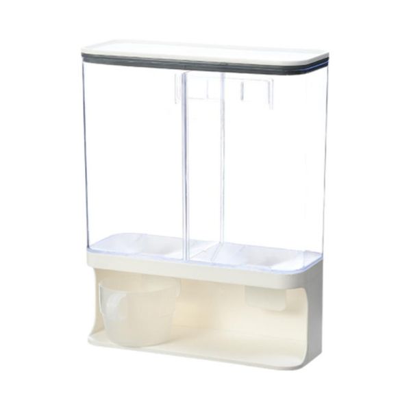 

wall mounted divided rice cereal dispenser plastic transparent storage dry box for kitchen bottles & jars