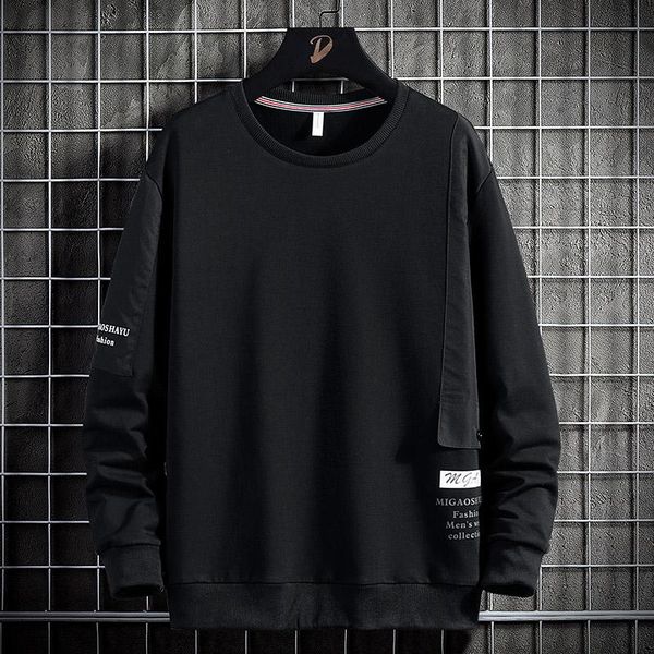 

men's hoodies & sweatshirts autumn spring 2021 sweatshirt mens black grey hip hop punk pullover streetwear casual fashion clothes plus