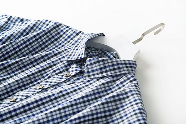 

dress college style 2021 spring blue-white gridded short-sleeved lace-up strap mid-length shirt silk, Black;gray