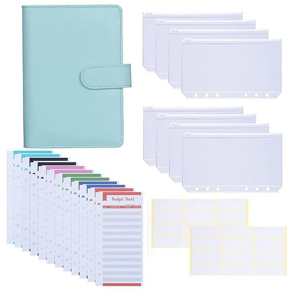 

gift wrap a6 pu leather binder cover with 8pcs pockets good for keep cash coupons passport tickets notes cards