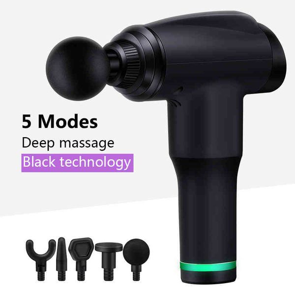 

massage gun deep muscle massager body exercising relaxation slimming shaping pain relief electric massager 5 heads with bag 210323