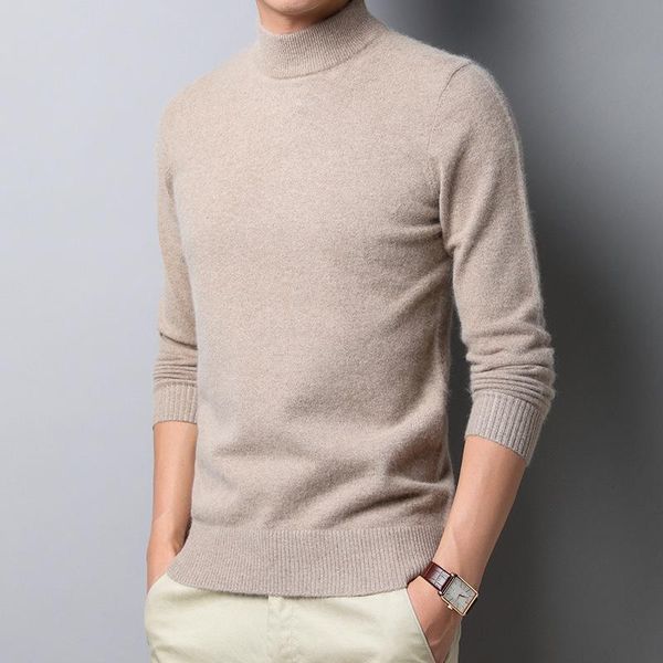 

men's sweaters wxq001 autumn winter men mock turtleneck knitting sweater thicken fleece fashion simple comfortable slim fit solid color, White;black