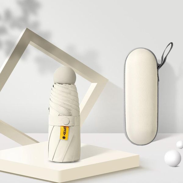 

umbrellas mini half fold umbrella eight bone sunny sunscreen black glue sun gift