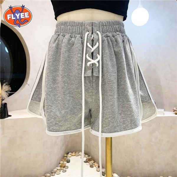 

women's shorts high waist bandage ins fashion women summer vintage plaid wide leg short korean pants loose girl feminino, White;black