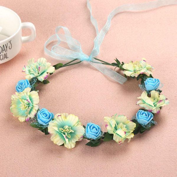 

hair accessories 6 colors kids irregular faux rose flower headband girls wedding gradient colored wreath crown mesh headpiece1