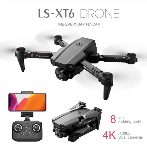 

lsrc ls-xt6 mini wifi fpv with 4k/1080p hd dual camera altitude hold mode foldable rc drone quadcopter rtf