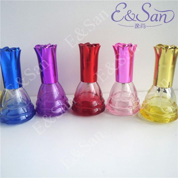 

ph24-15ml skirt-shaped spray of flower color cosmetics cover glass perfume bottle 100pcs/lot storage bottles & jars