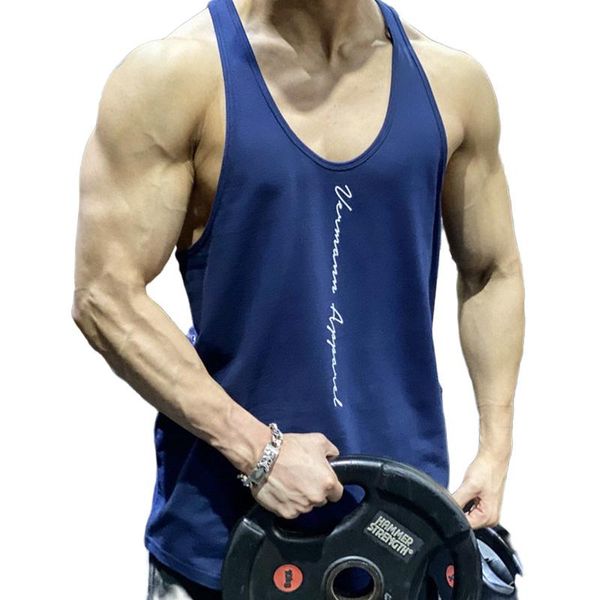 

men' tank summer mens gym stringer cotton sportswear workout tanksleeveless shirt fitness clothing bodybuilding vest, White;black