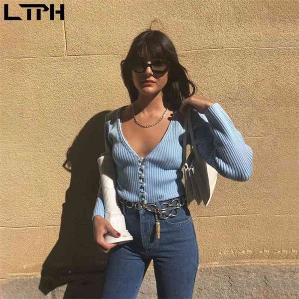 

sale autumn fashion casual sweater women full sleeve v-neck button cardigan solid simplicity slim wild short 210423, White;black