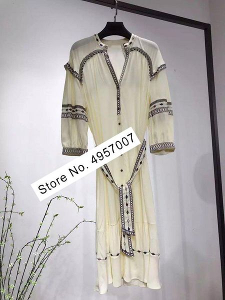 

casual dresses 7evening ladies viscose boho embroidery dress with puff sleeve macthing liningskirt, Black;gray