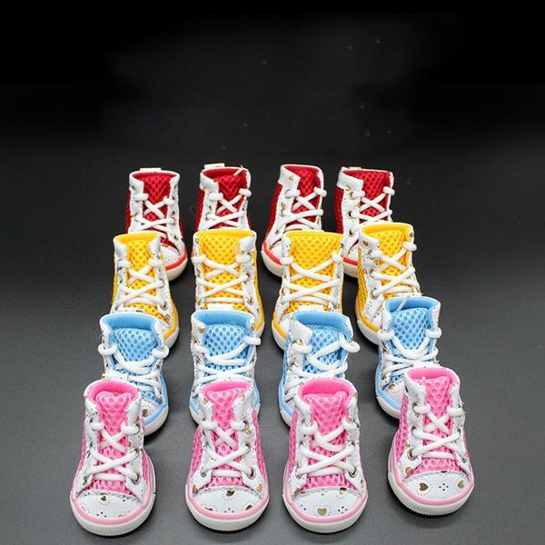 

dog apparel 4cs/set pet anti-slip shoes sneakers breathable booties puppy winter cat boot for small dogs chihuahua teddy