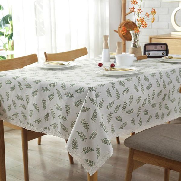 

table cloth olive branch cotton linen tablecloth green plant cover pastorable leaf rectangular party picnic